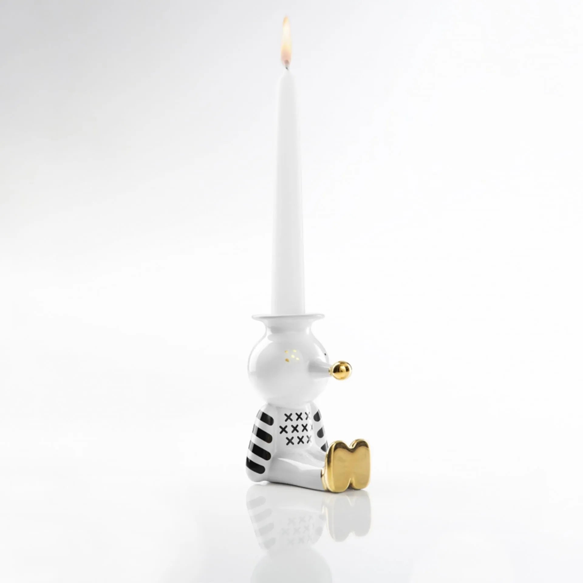 Candelabro Pinocchietto Blanco, Negro y Oro
