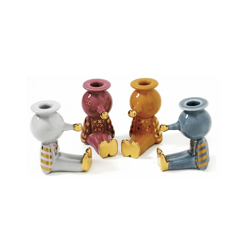Candelabro Pinocchietto Celeste/Oro Glossy