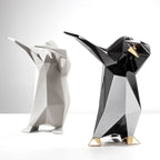 Esculltura Dab Pinguino Negro, Blanco y Oro Glossy