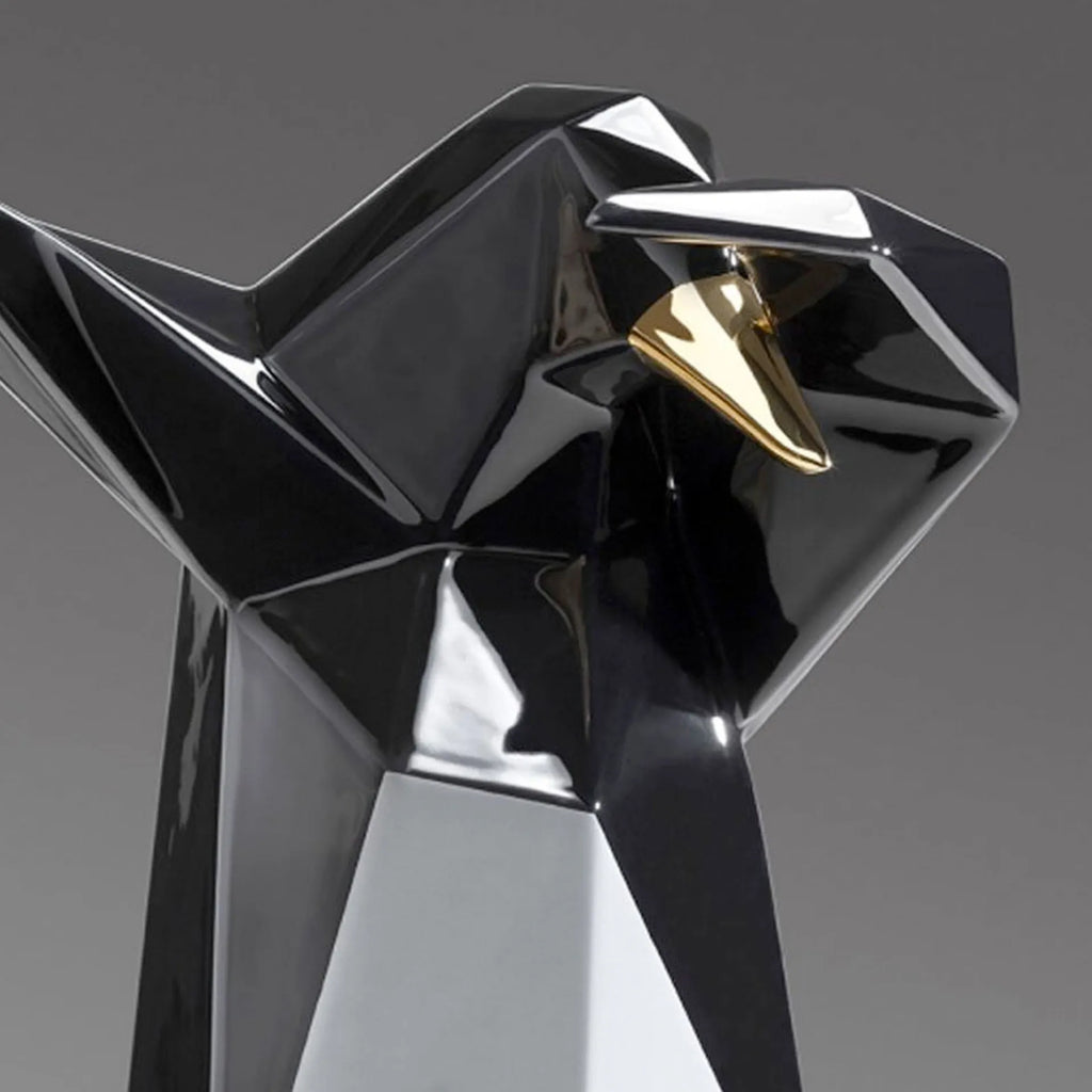 Esculltura Dab Pinguino Negro, Blanco y Oro Glossy