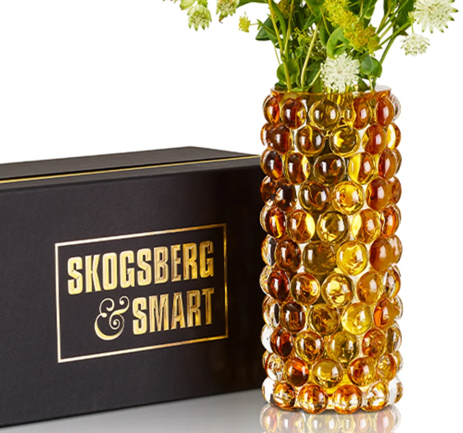 Hurricaine Boule Vase, Amber