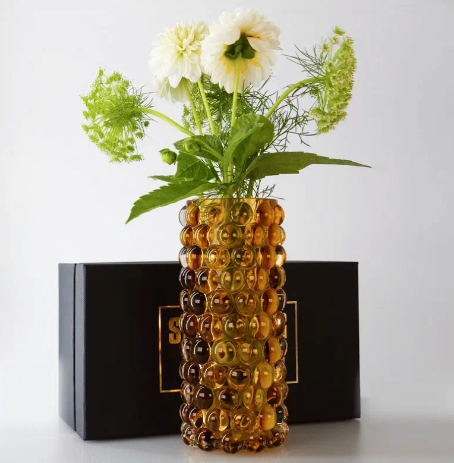 Hurricaine Boule Vase, Amber