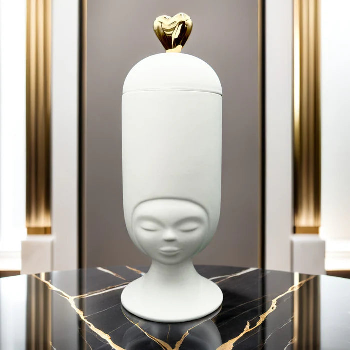 Jarrón Clara Sister Blanco con corazón Oro Rosa