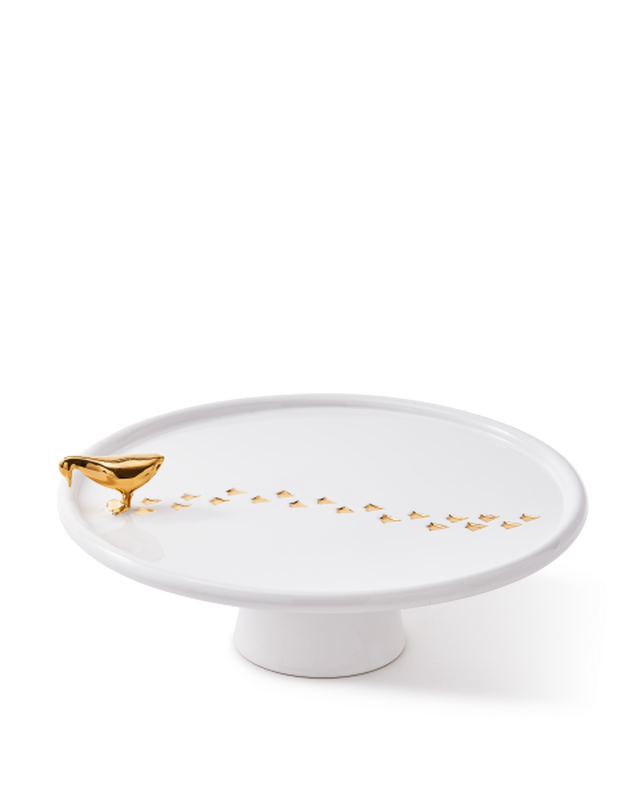 Plato Blanco/Oro Walking Duck