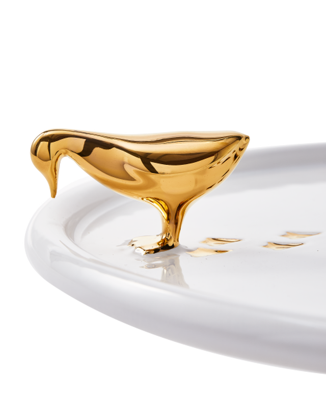 Plato Blanco/Oro Walking Duck