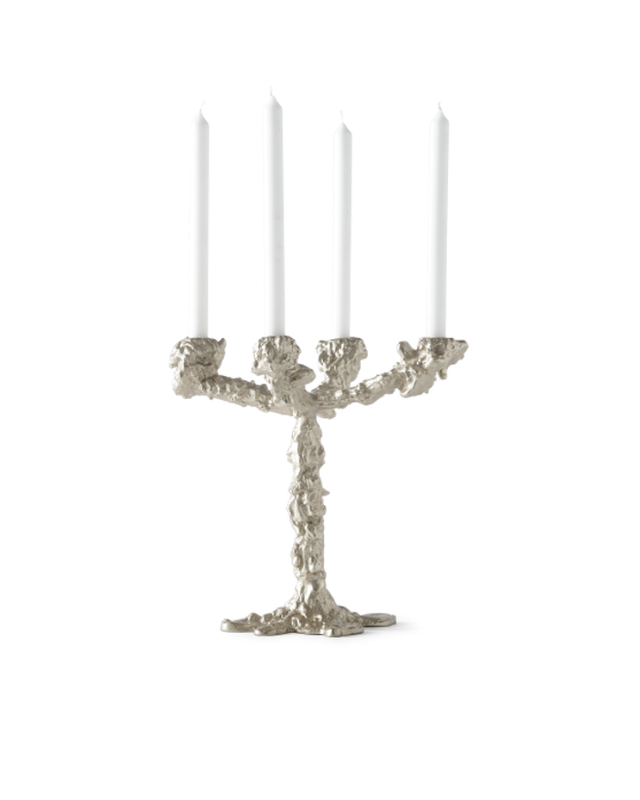 Candelabro Drip Holder 4 brazos - Plateado