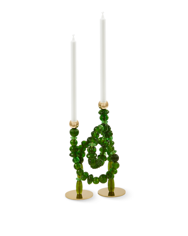 Candelabro Perlas Verde Oscuro