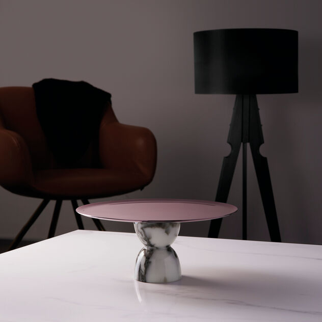 Portacake Madame Rose Gold y Marmol Blanco