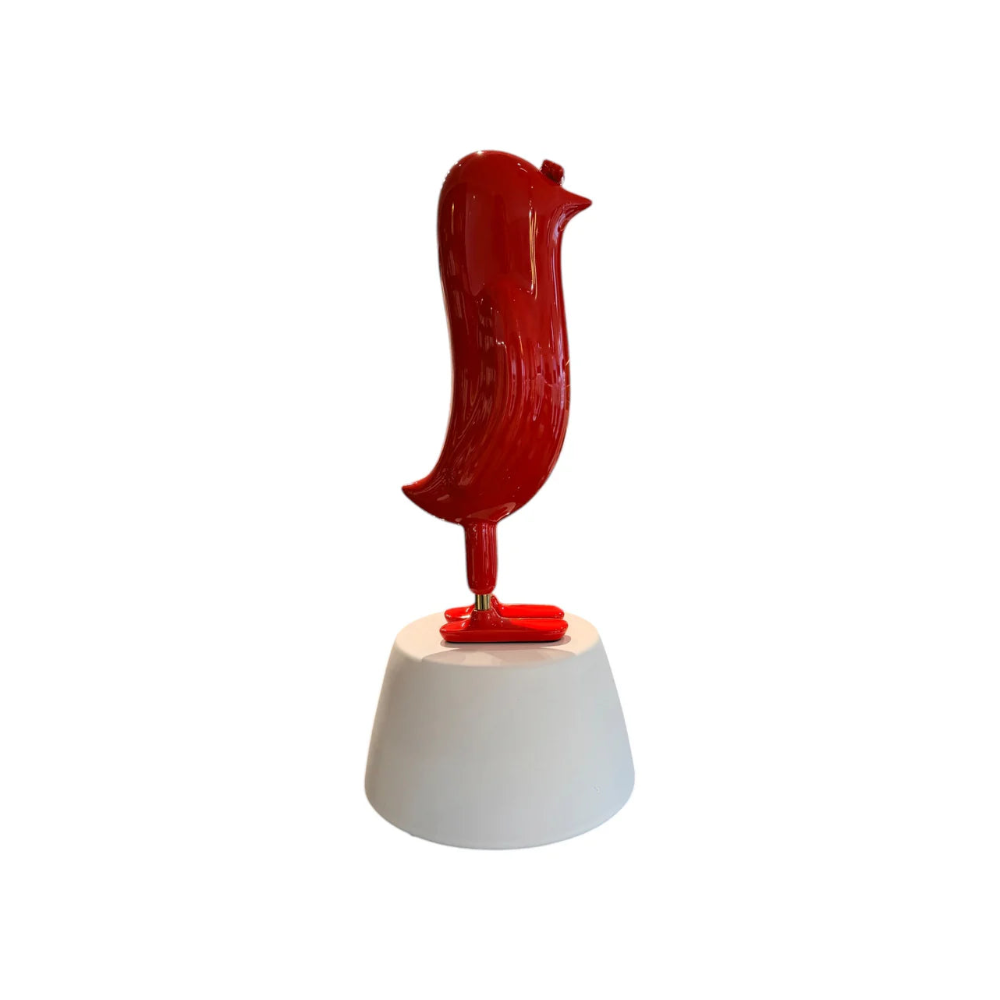 Mini Hopebird Rojo Rubi con Base Blanca Satinada