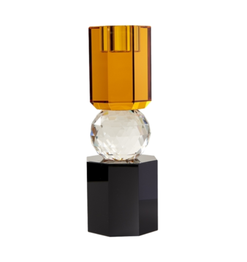 Candelabro de Cristal Negro, Clear, Ambar
