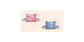Set 4 tazas de Té con plato Damask Celeste (2) y Rosa (2)