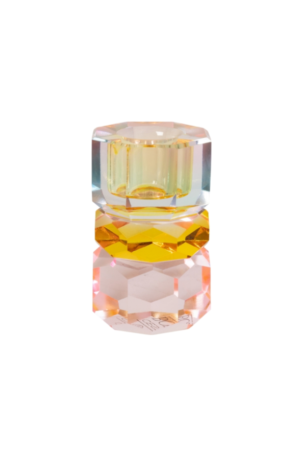 Candelabro de Cristal Naranja, Amarillo, Clear