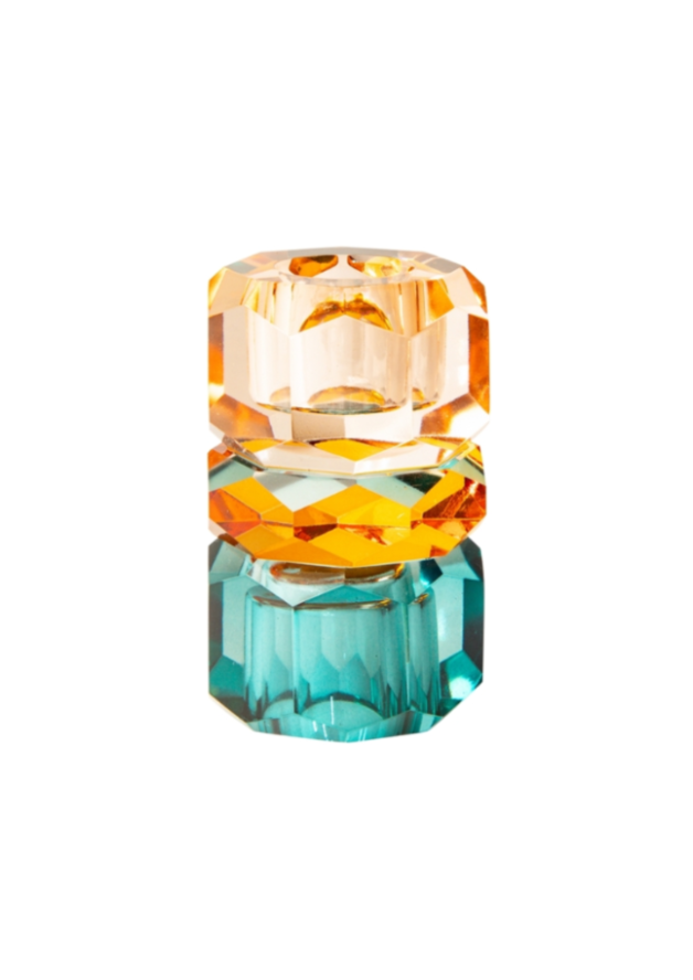 Candelabro de Cristal Verde, Ambar,Naranja