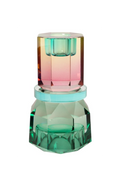 Candelabro de Cristal Verde Turquesa, Menta light, Rosa