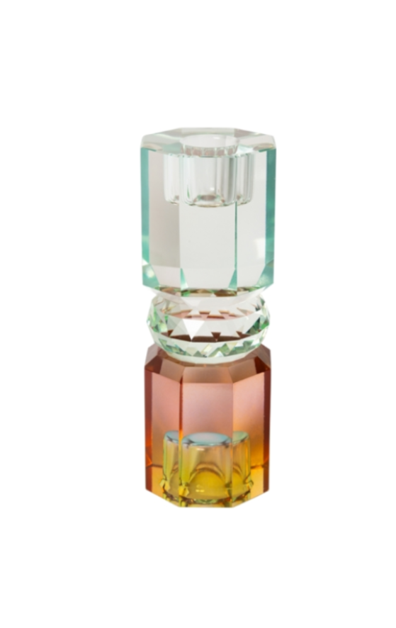 Candelabro de Cristal Amarillo, Menta light, Azul
