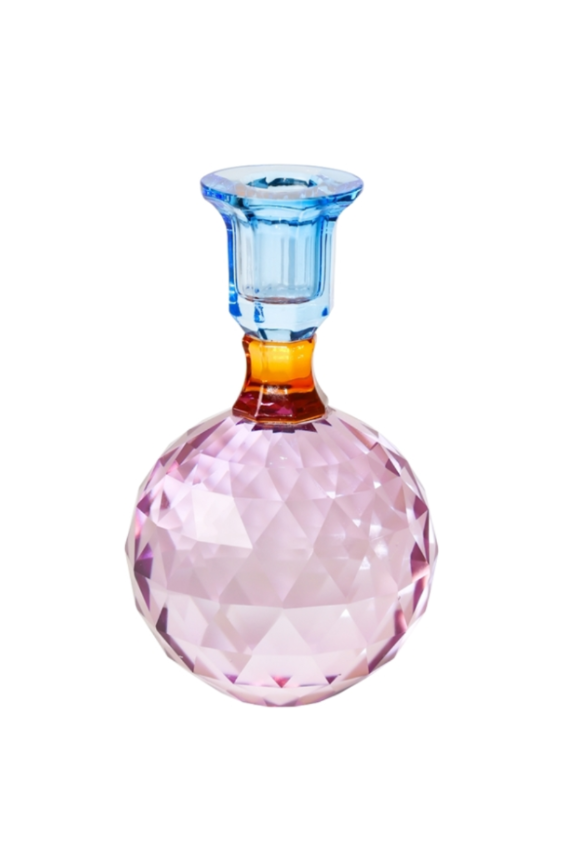 Candelabro de Cristal Violeta, Ambar, Verde