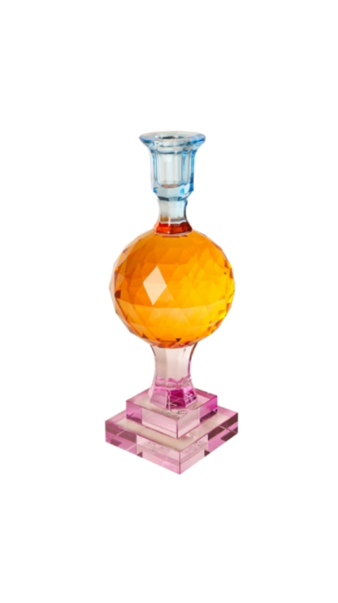 Candelabro de Cristal Violeta, Ambar, Verde