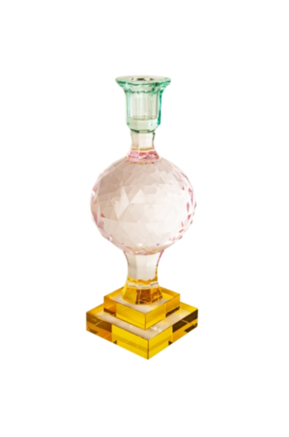 Candelabro de Cristal Amarillo , Rosa, menta light