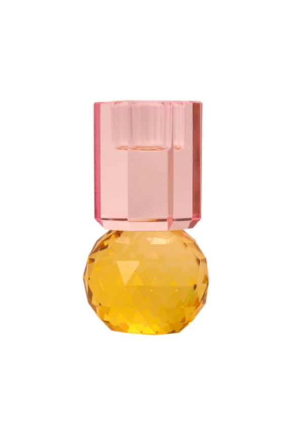 Candelabro de Cristal Amarillo, Rosa