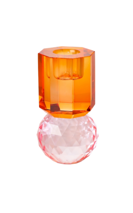 Candelabro de Cristal Amarillo, Ambar