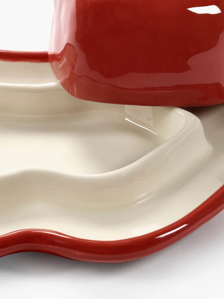 Plato con tapa rojo - labios blancos Les Objets Mouleversant