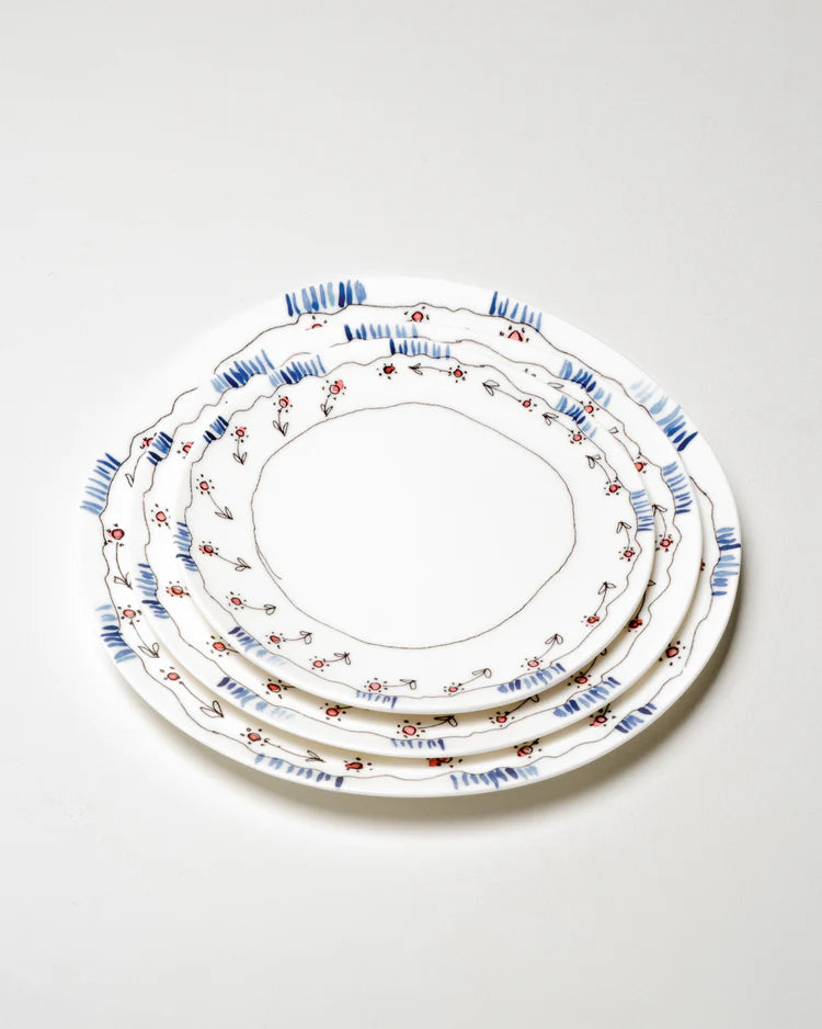 Platos de Desayuno S Anemone Milk Midnight Flowers set 4
