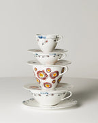 Tazas de Té con Platillo Anemone Leche Midnight Flowers set 6