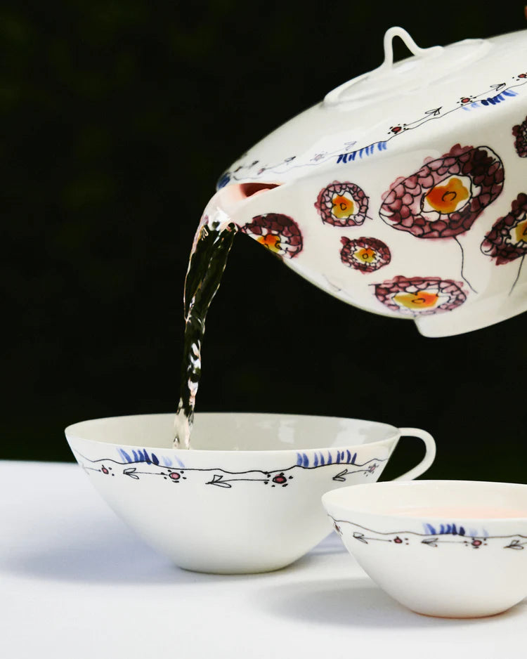 Tetera Anémona leche Midnight Flowers