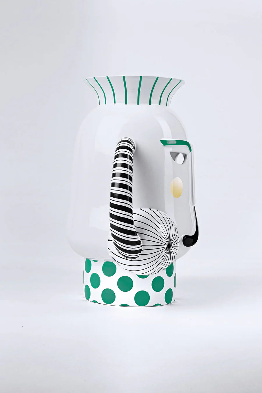 Base King Blanco Glossy con detalles en Verde y Oro