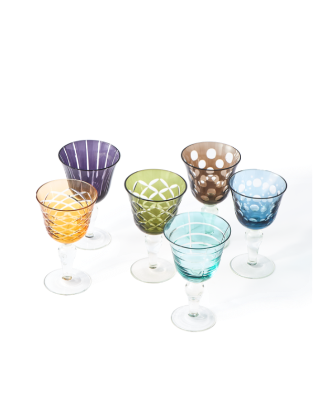Copas de vino Cuttings Multicolor set 6