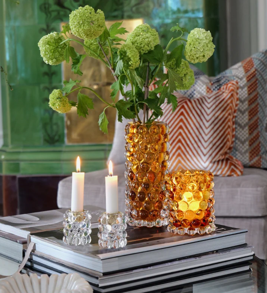 Hurricaine Boule Vase, Amber